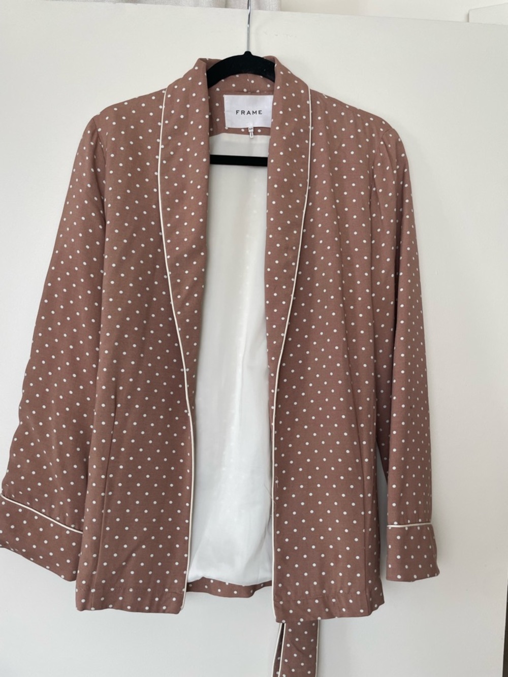 FRAME Sz S Smoking Jacket Mauve Polka Dot